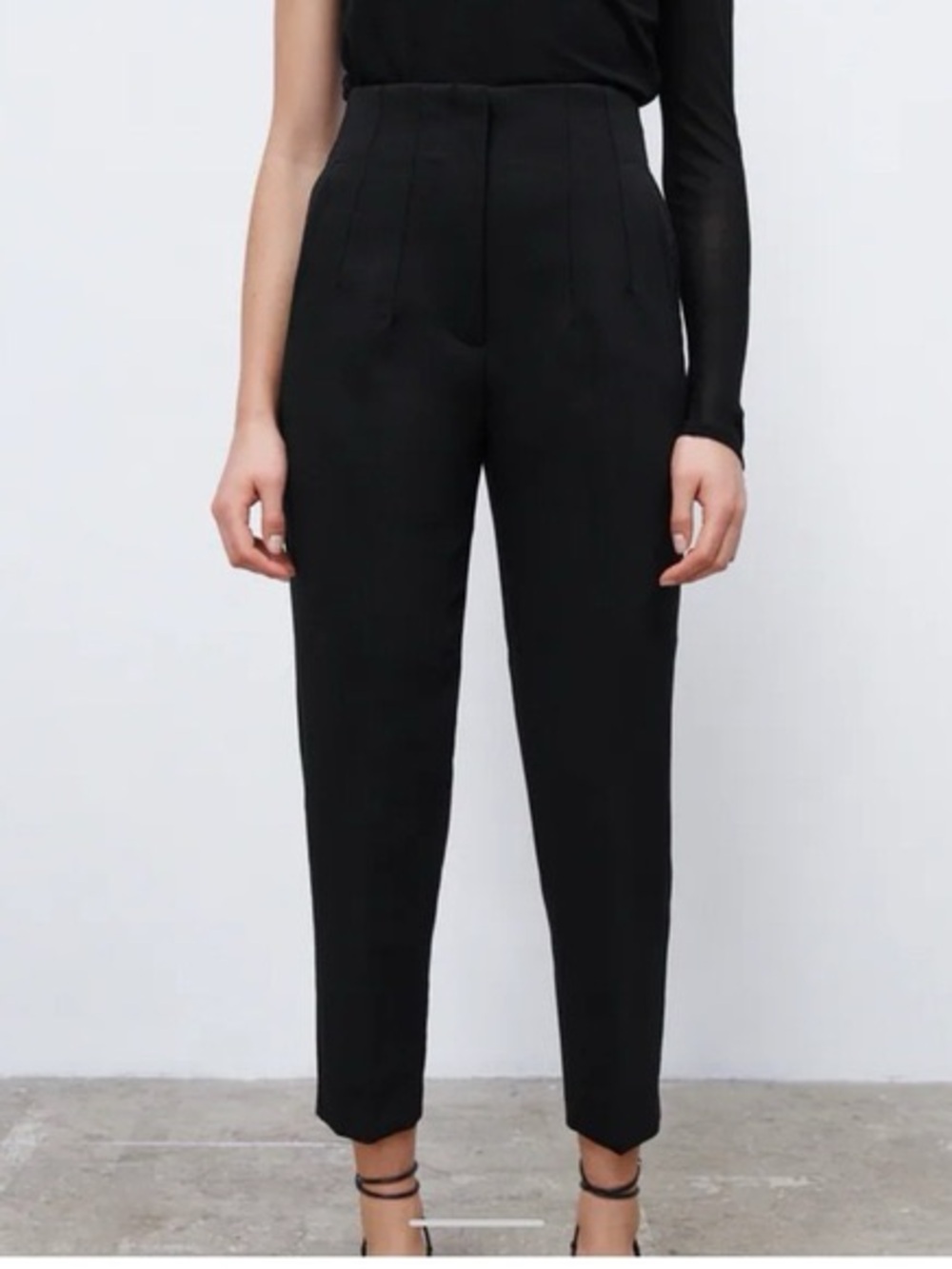 Zara high waist black tapered trouser - XXL